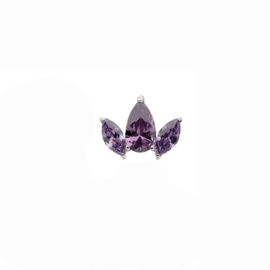 Invictus Embout 31 Titane F136 - Piercing avec pas de vis interne marquise 3 gouttes strass