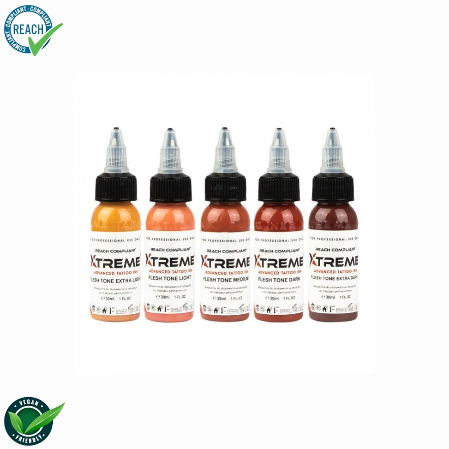 Xtreme Ink Set Flesh Tone - Mélange pour le tatouage encre REACH 5x30ml