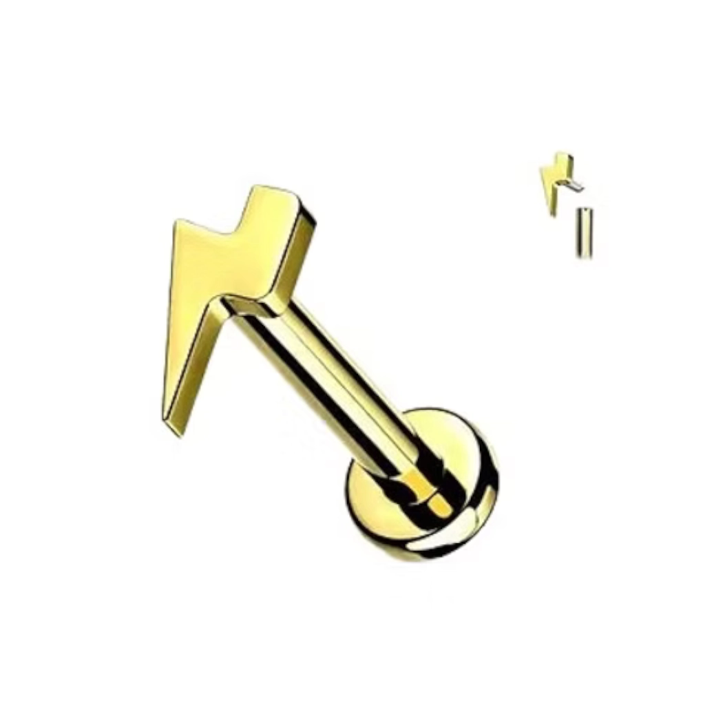 Labret Stérile Interne Gamme Itc Pvd Gold 40 - Piercing avec pas de vis interne éclair