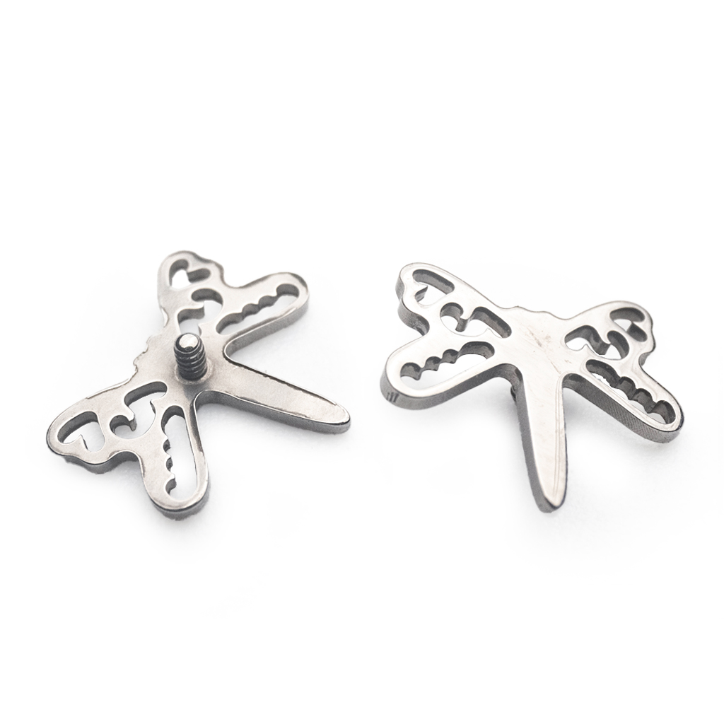 Piercing Embout - Titane F136 Gamme Hand Ink - Embout 308 avec pas de vis interne 0,9 mm pour piercing 1,2 mm libellule 9 mm*
