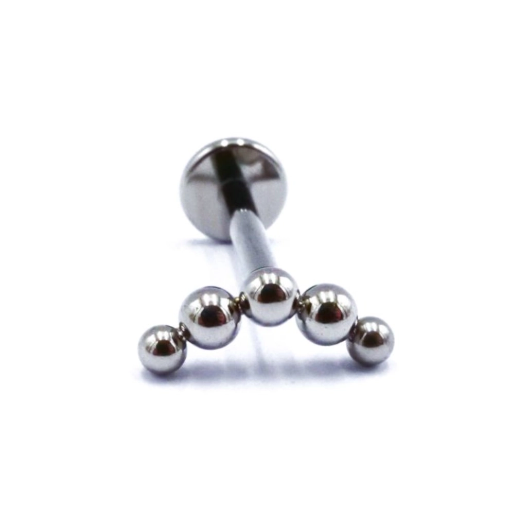Piercing Labret - Titane F136 Interne Stérile - Labret 48 avec pas de vis interne 5 billes courbes 1,2 x 8 mm*