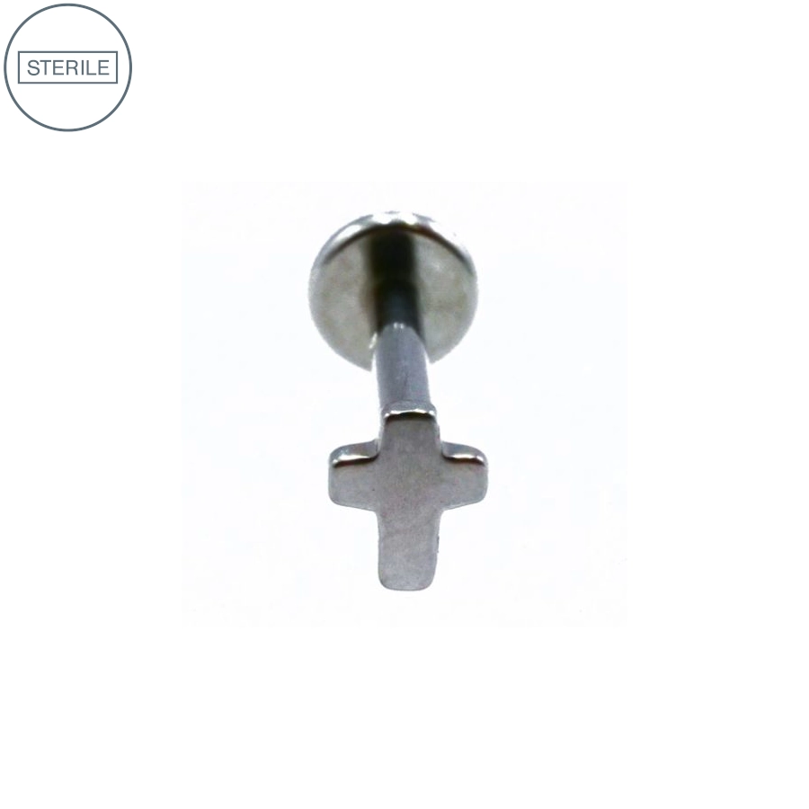 Labret Stérile Titane Interne 12 - Piercing avec pas de vis interne croix