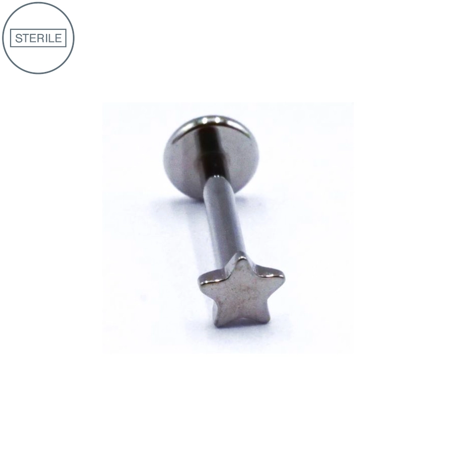 Labret Stérile Titane Interne 10 - Piercing avec pas de vis interne étoile