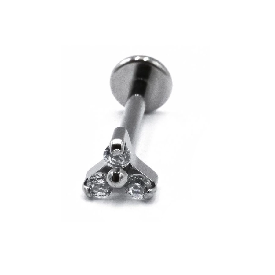 Labret Stérile Titane Interne 06 - Piercing avec pas de vis interne strass trinité