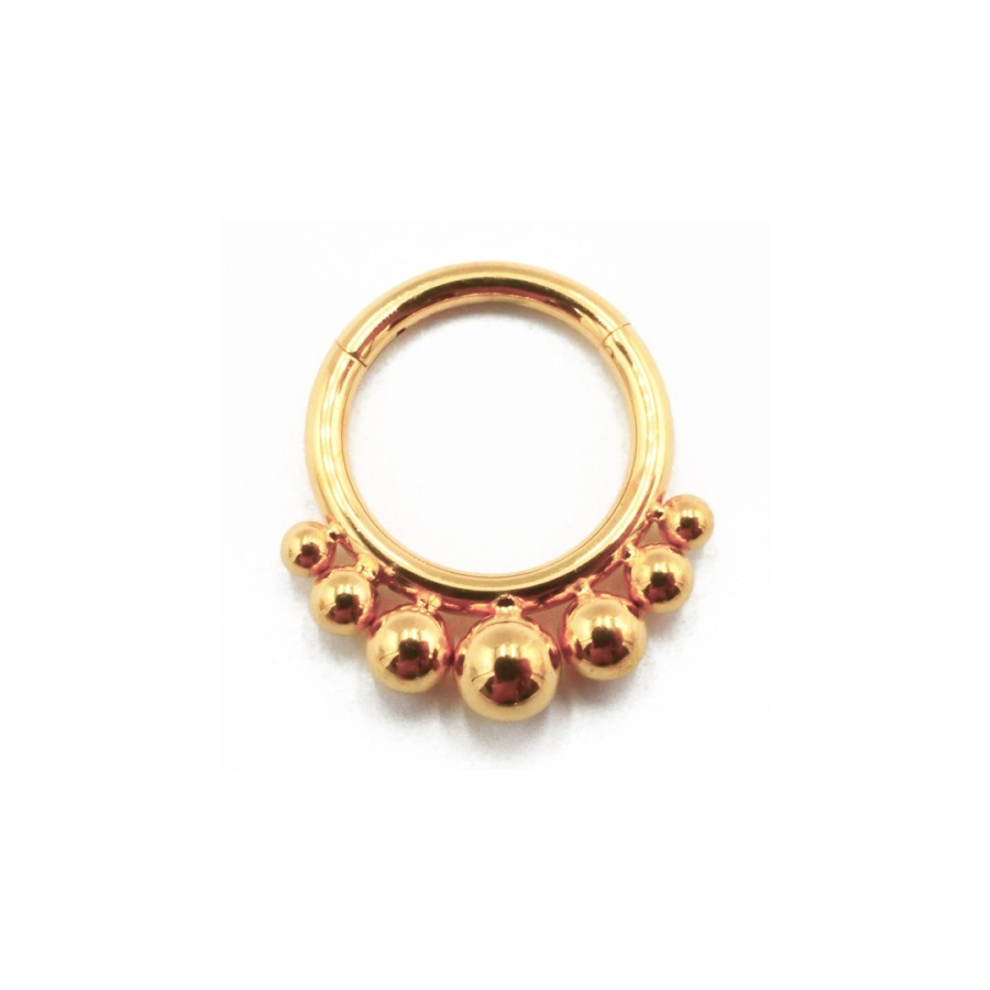 Piercing Anneau - Titane F136 Gold Stérile - Anneau 71 en titane pvd gold motif perles billes