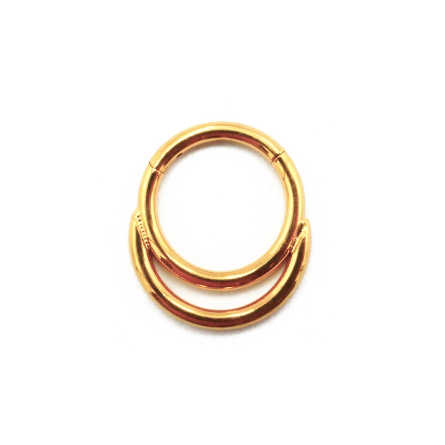 Piercing Anneau - Titane F136 Gold Stérile - Anneau 74 en titane pvd gold motif double anneau