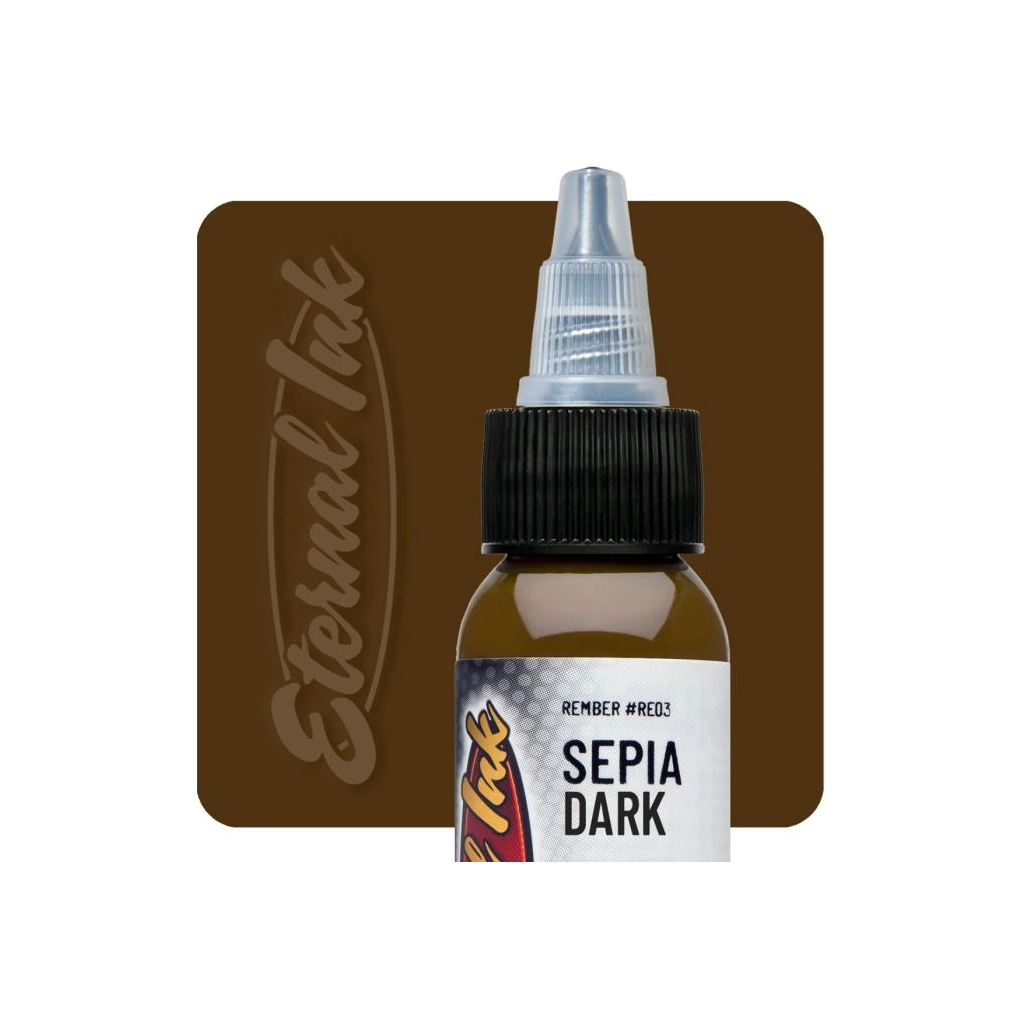 Encre Entrainement Tattoo Marron - Eternal Ink Rember Sepia Dark - Encre artistique pour l'entraînement au tatouage NON REACH 30 ml*
