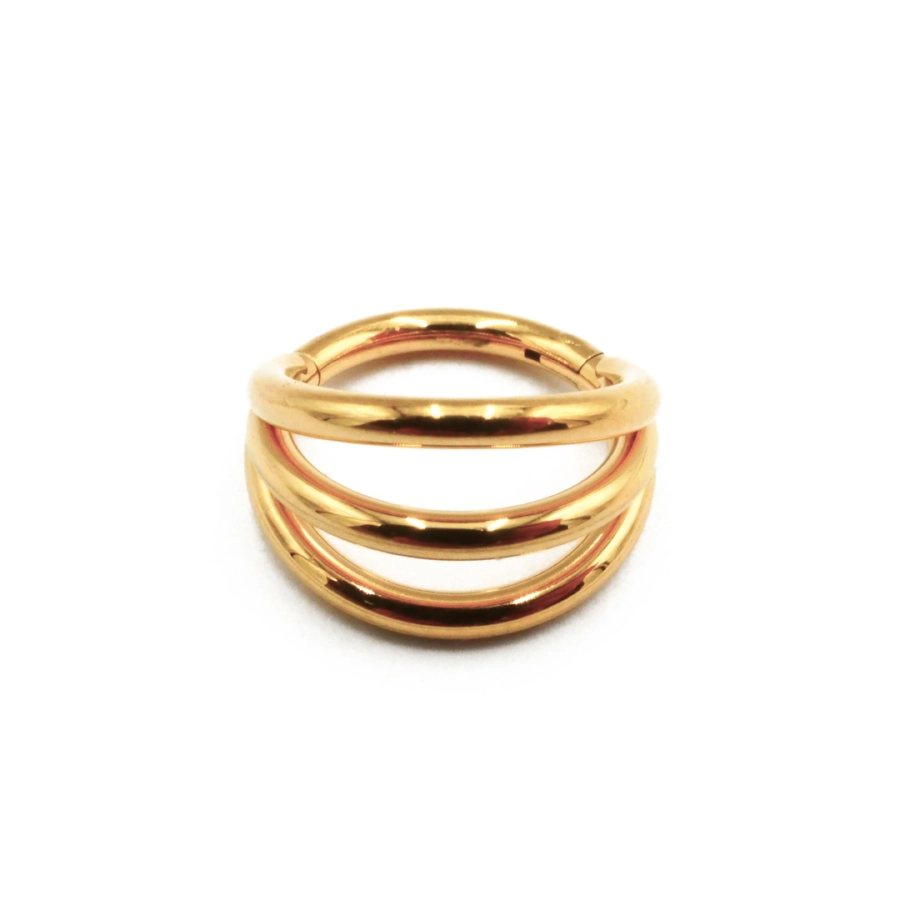 Piercing Anneau - Titane F136 Gold Stérile - Anneau 76 en titane pvd gold motif triple cerceau
