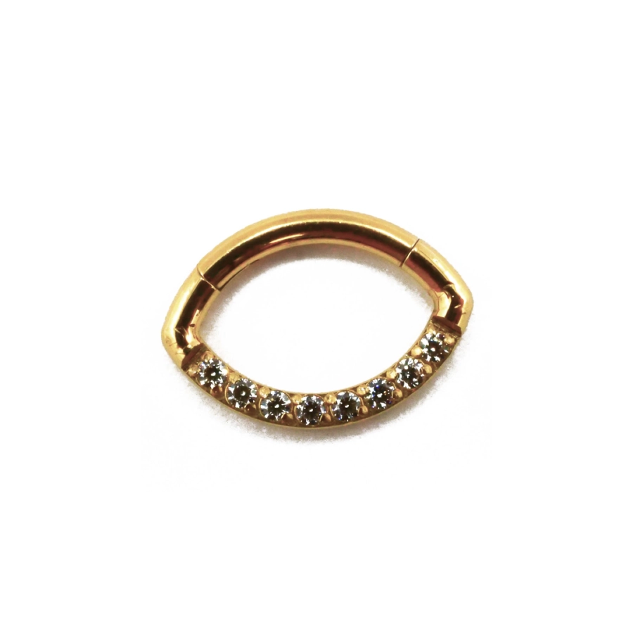 Piercing Anneau Titane Sterile - Anneau 80 en titane Pvd Gold motif ballon de rugby strass