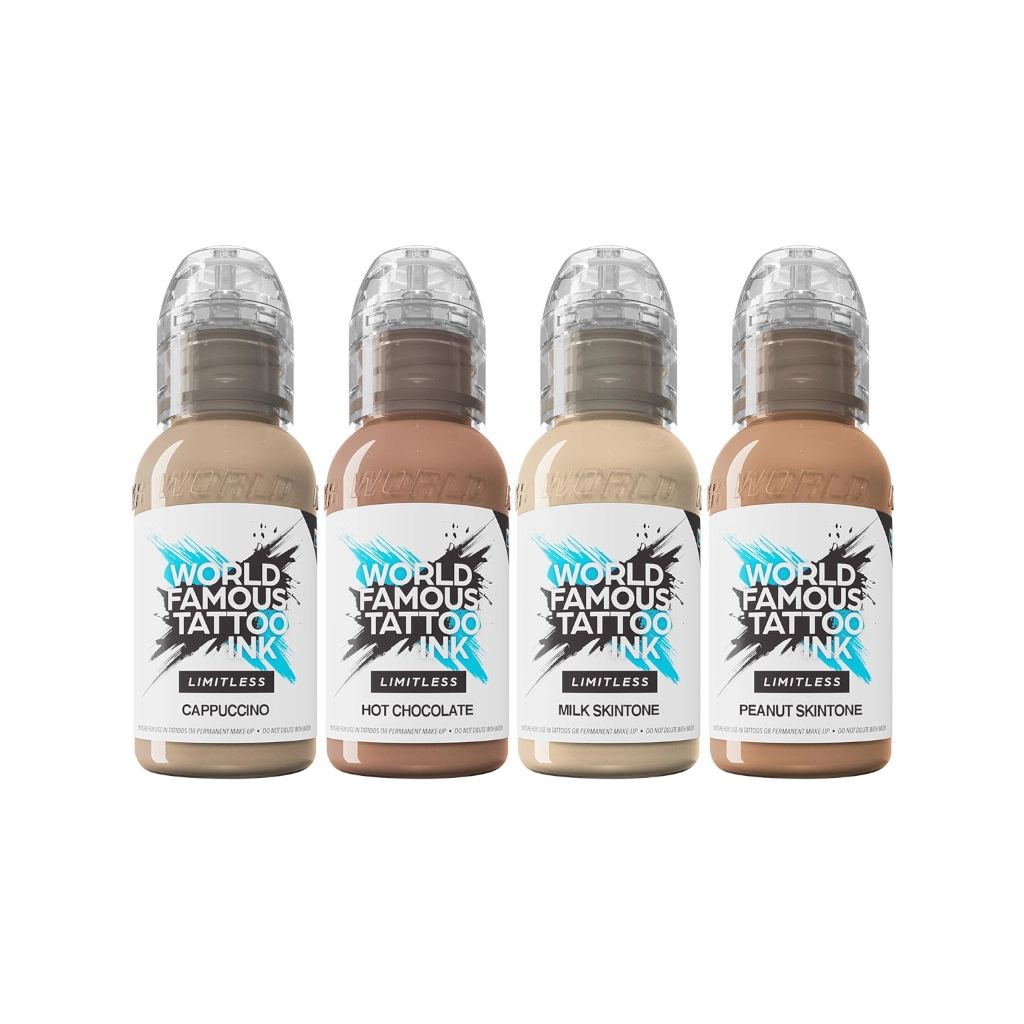 World Famous Ink Limitless Set Santucci Skintone - Mélange pour le tatouage encre REACH 4 x 30ml