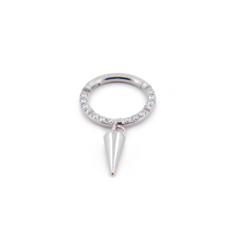 Piercing Anneau - Titane F136 Stérile - Anneau 5 en titane avec strass et pendentif pointe