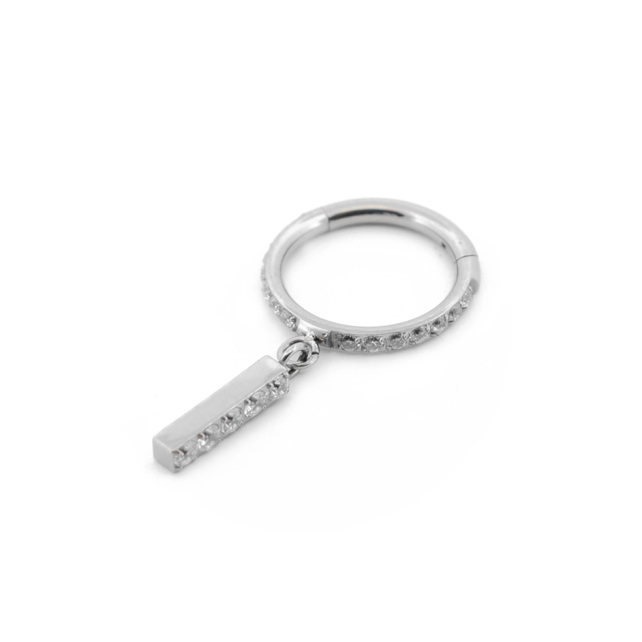 Piercing Anneau Titane Sterile - Anneau 04 en titane avec strass et barre 5 strass