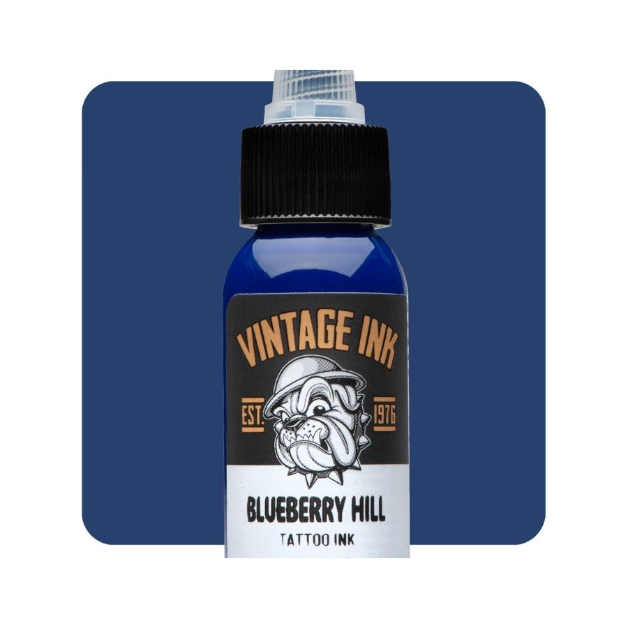 Encre Entrainement Tattoo Bleue - Eternal Ink Vintage Ink Blueberry Hill - Encre artistique pour entrainement au tatouage NON REACH 30 ml*