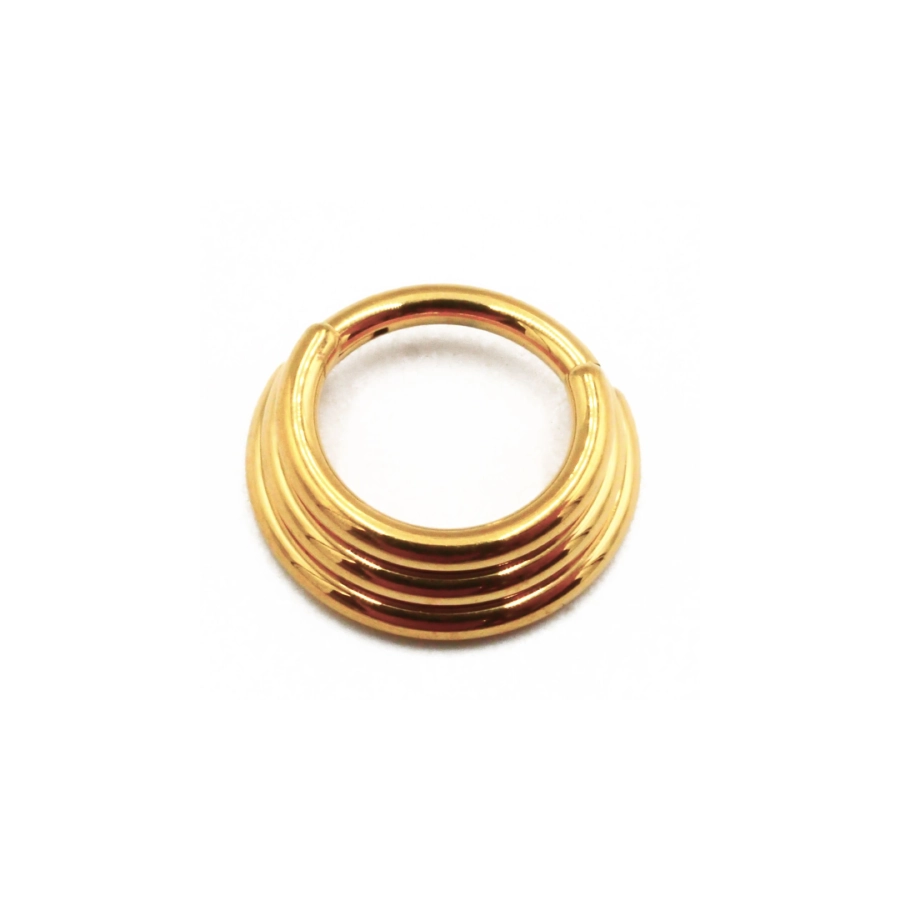 Piercing Anneau - Titane F136 Gold Stérile - Anneau 73 en titane pvd gold motif jalonné