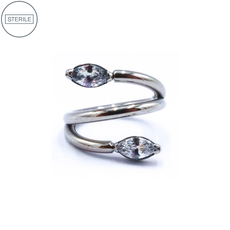 Anneau Piercing - Anneau Titane Stérile 83 - Anneau en titane serpent strass blanc