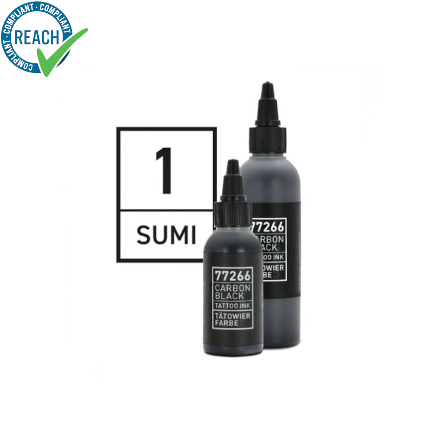 Encre Tatouage Grise - Carbon Black Sumi 01 V2 - Mélange pour le tatouage encre reach gris clair délavé à 10%