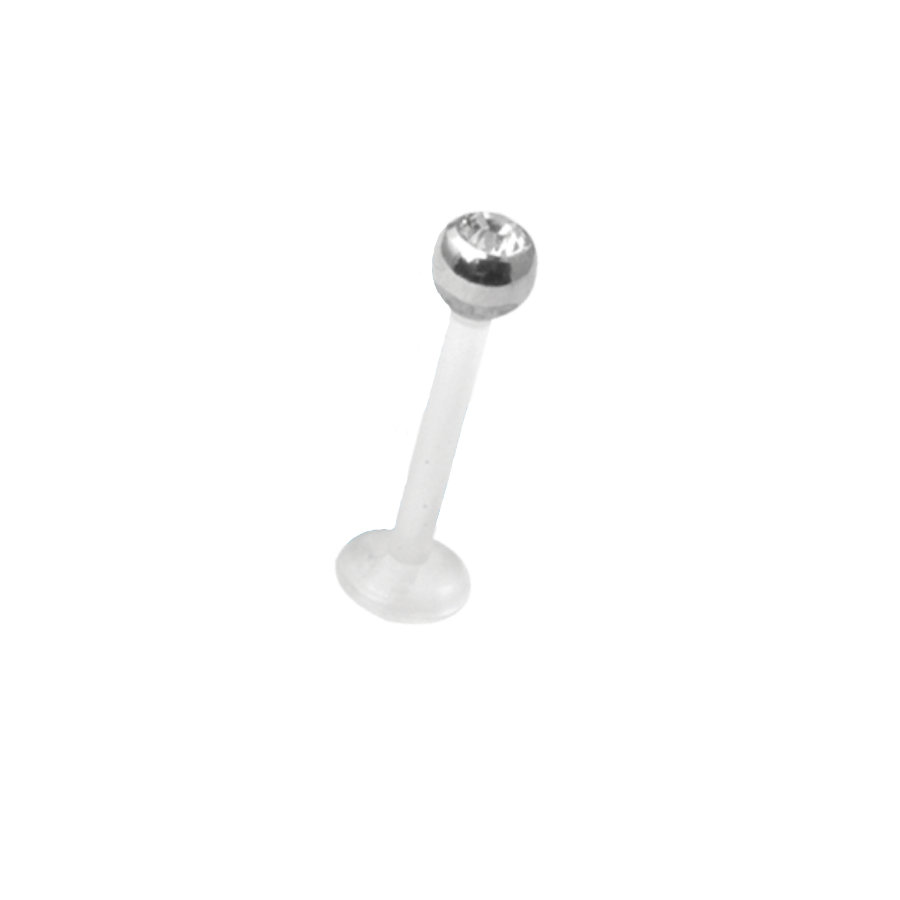 Labret Piercing - Bioflex Sterile - Labret en bioflex antimicrobien avec bille strass