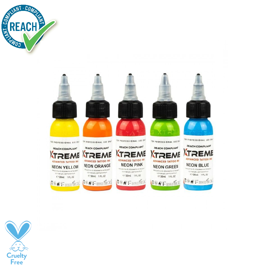 Xtreme Ink Set Néon Colour - Mélange pour le tatouage encre REACH 5x30ml