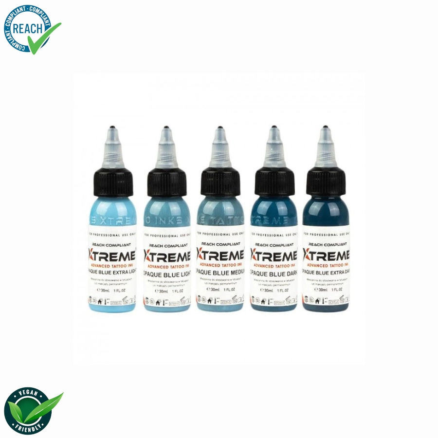 Xtreme Ink Set Opaque Blue Colour - Mélange pour le tatouage encre REACH 5x30ml