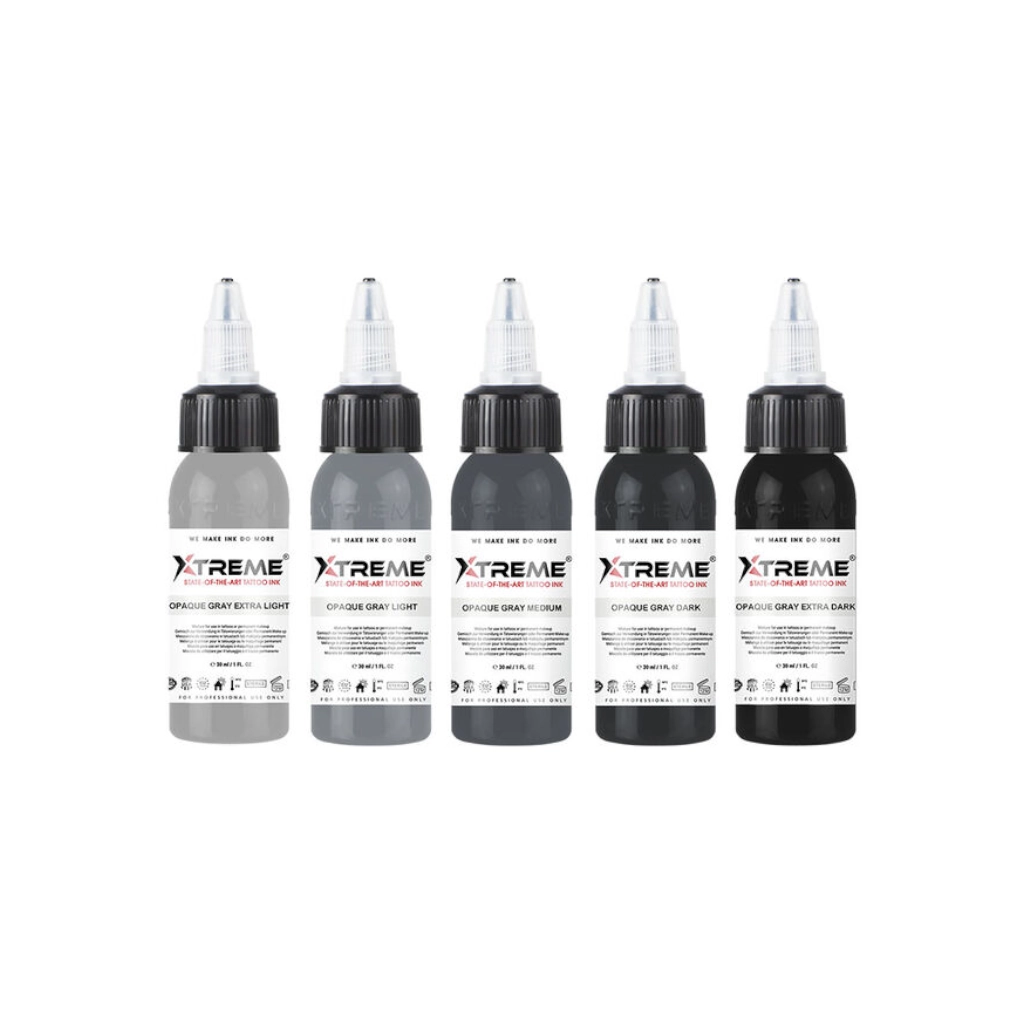 Encre Tattoo Set - Xtreme Ink Set Opaque Gray Colour - Mélange pour le tatouage encre reach 5 x 30 ml*