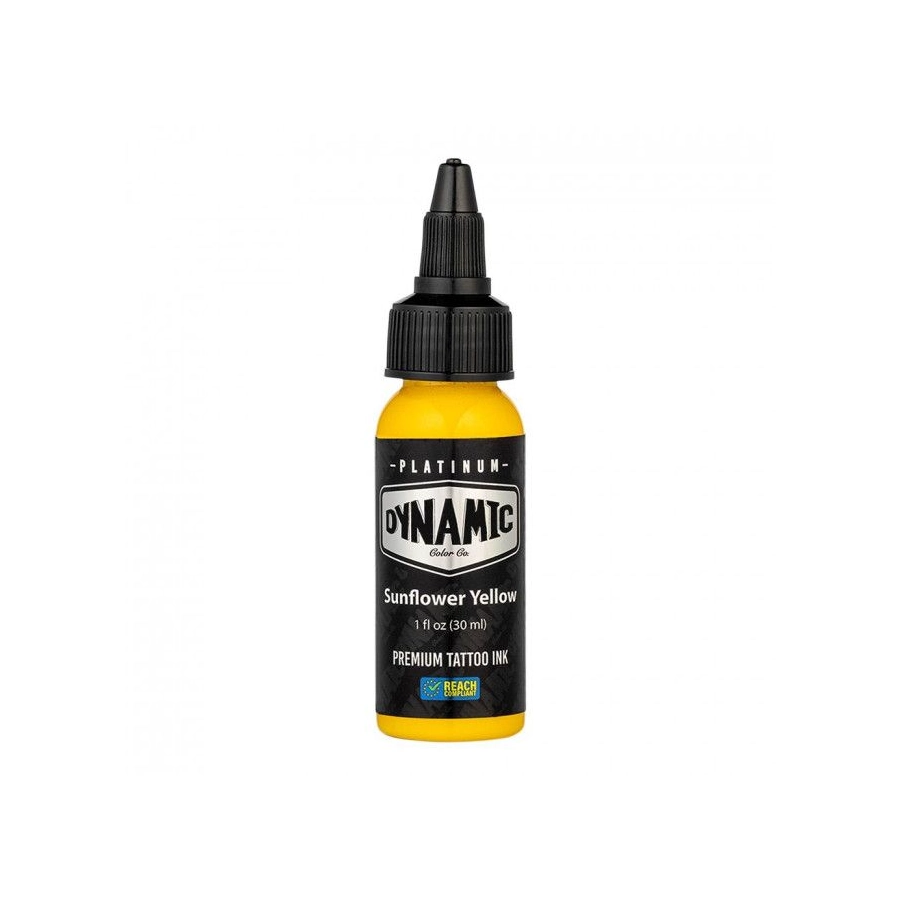 Encre Tattoo Jaune - Platinum By Dynamic Sunflower Yellow - Mélange pour le tatouage encre 30 ml reach