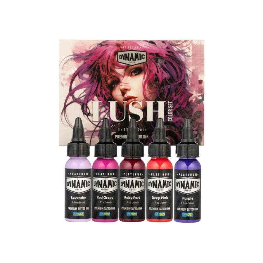 Encre Tattoo - Platinum By Dynamic Set Lush - Mélange pour le tatouage encre 5 x 30 ml reach