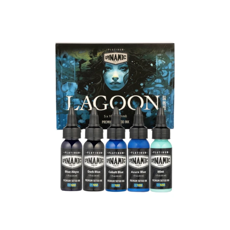 Encre Tattoo - Platinum By Dynamic Set Lagoon - Mélange pour le tatouage encre 5 x 30 ml reach