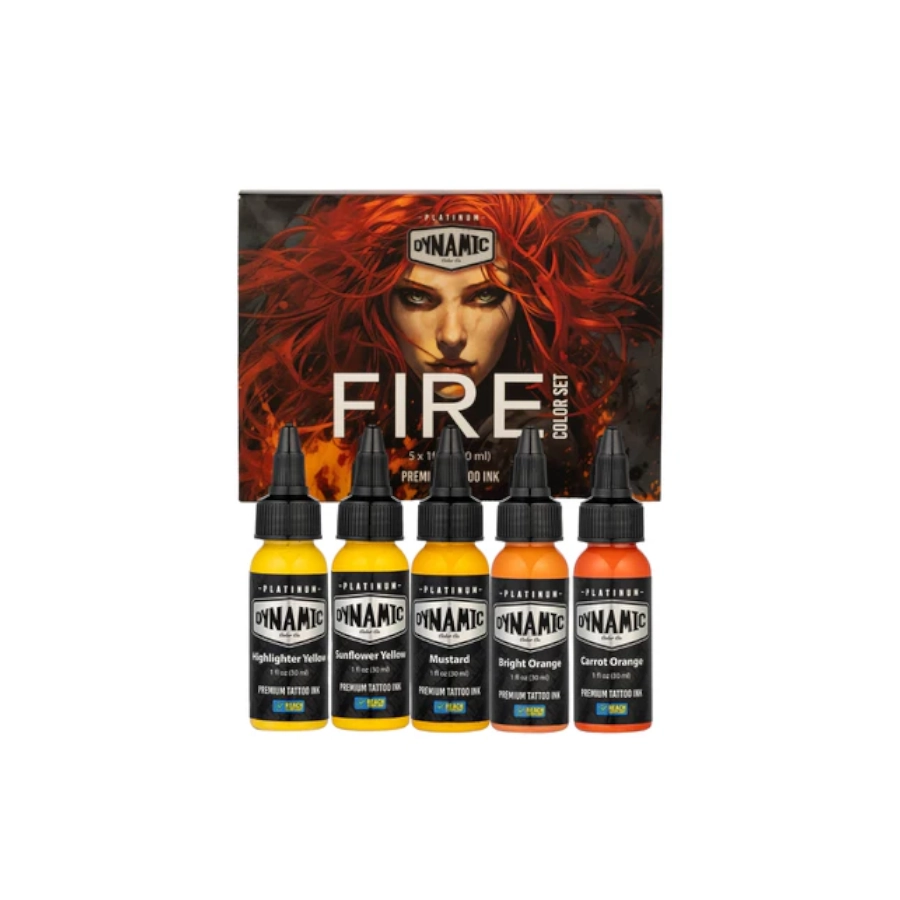 Encre Tattoo - Platinum By Dynamic Set Fire - Mélange pour le tatouage encre 5 x 30 ml reach