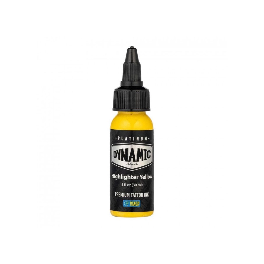 Encre Tattoo Jaune - Platinum By Dynamic Highlighter Yellow - Mélange pour le tatouage encre 30 ml reach