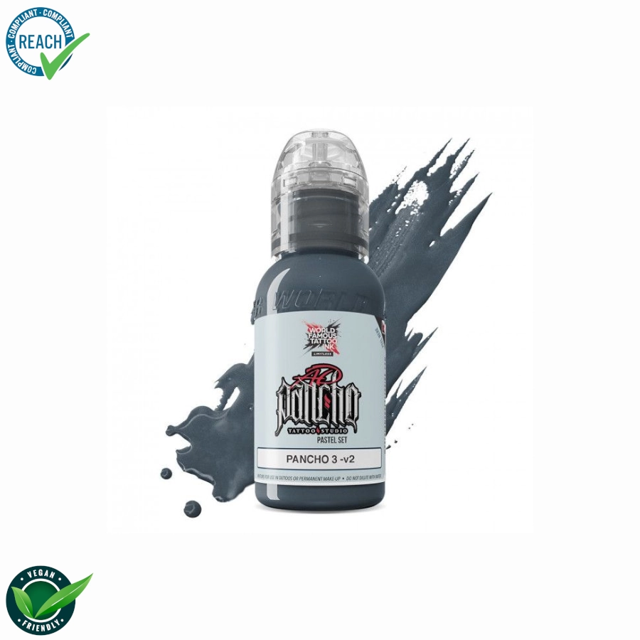 Encre Tattoo Gris - World Famous Ink Limitless A.D Pancho Pastel Grey 3 V2 - Mélange pour le tatouage REACH 30ml