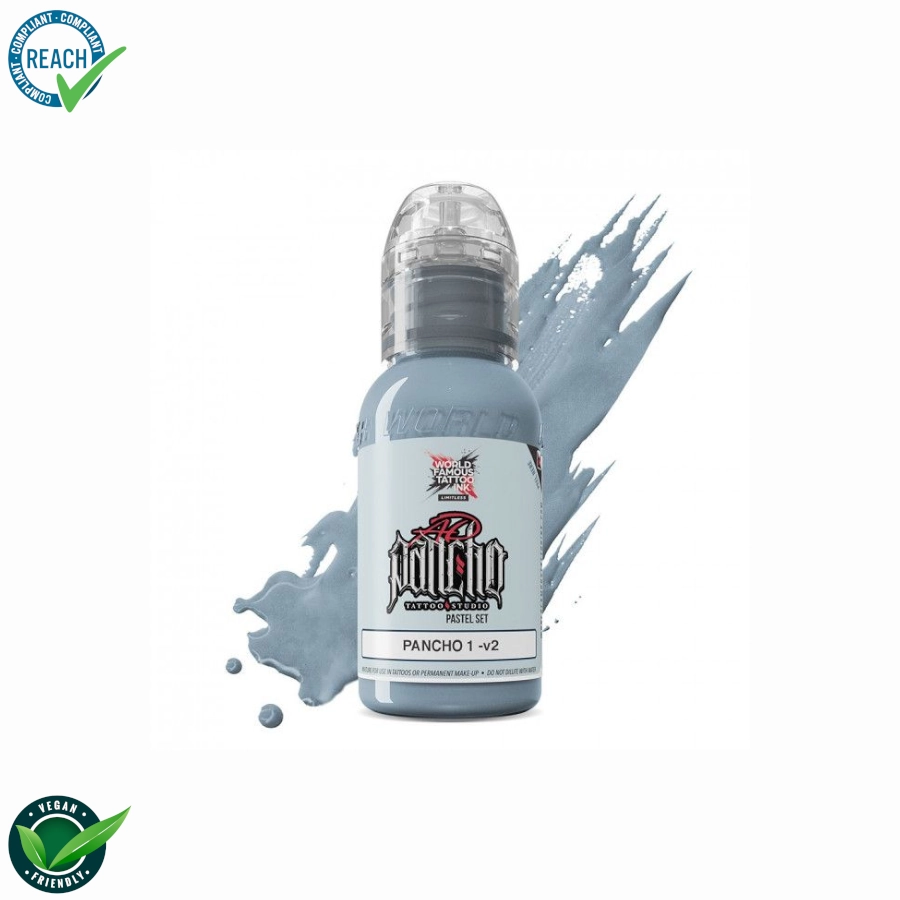 Encre Tattoo Gris - World Famous Ink Limitless A.D Pancho Pastel Grey 1 V2 - Mélange pour le tatouage REACH 30ml