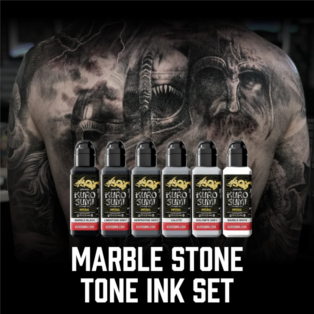 Set Encre Tatouage - Kuro Sumi Imperial Marble Stone Tone - Mélange pour le tatouage encre reach 6 x 44 ml*