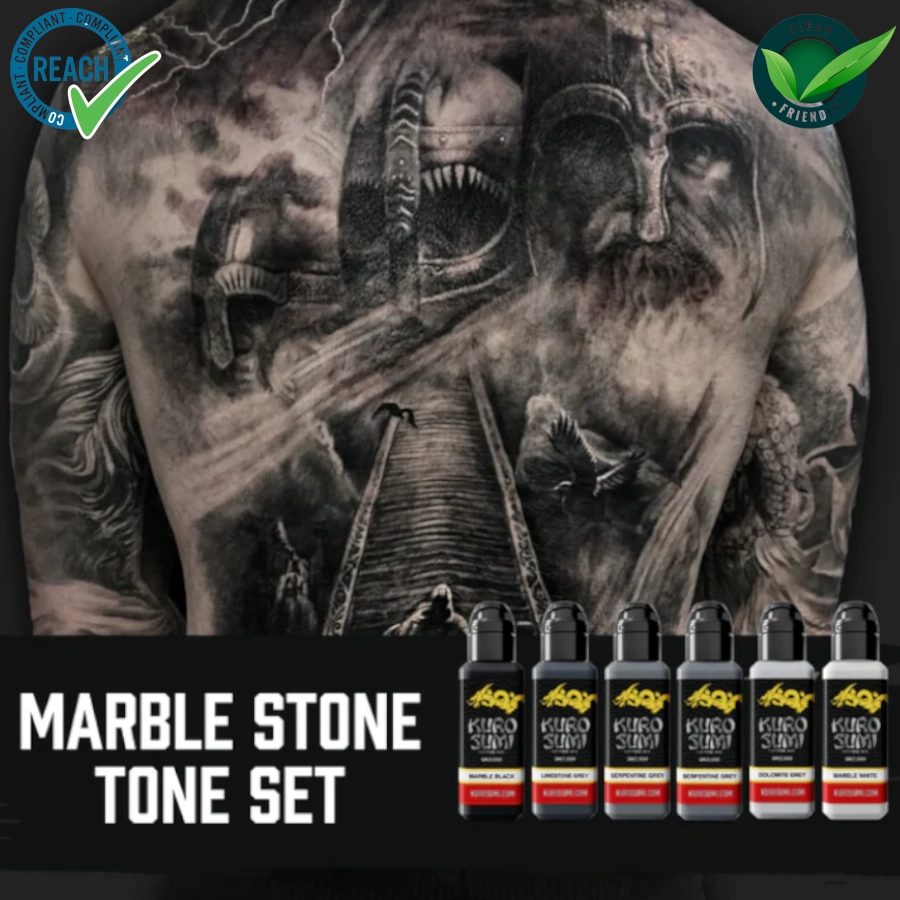 Encre Tatouage - Kuro Sumi Imperial Set Marble Stone Tone - Mélange pour le tatouage REACH 6x44ml