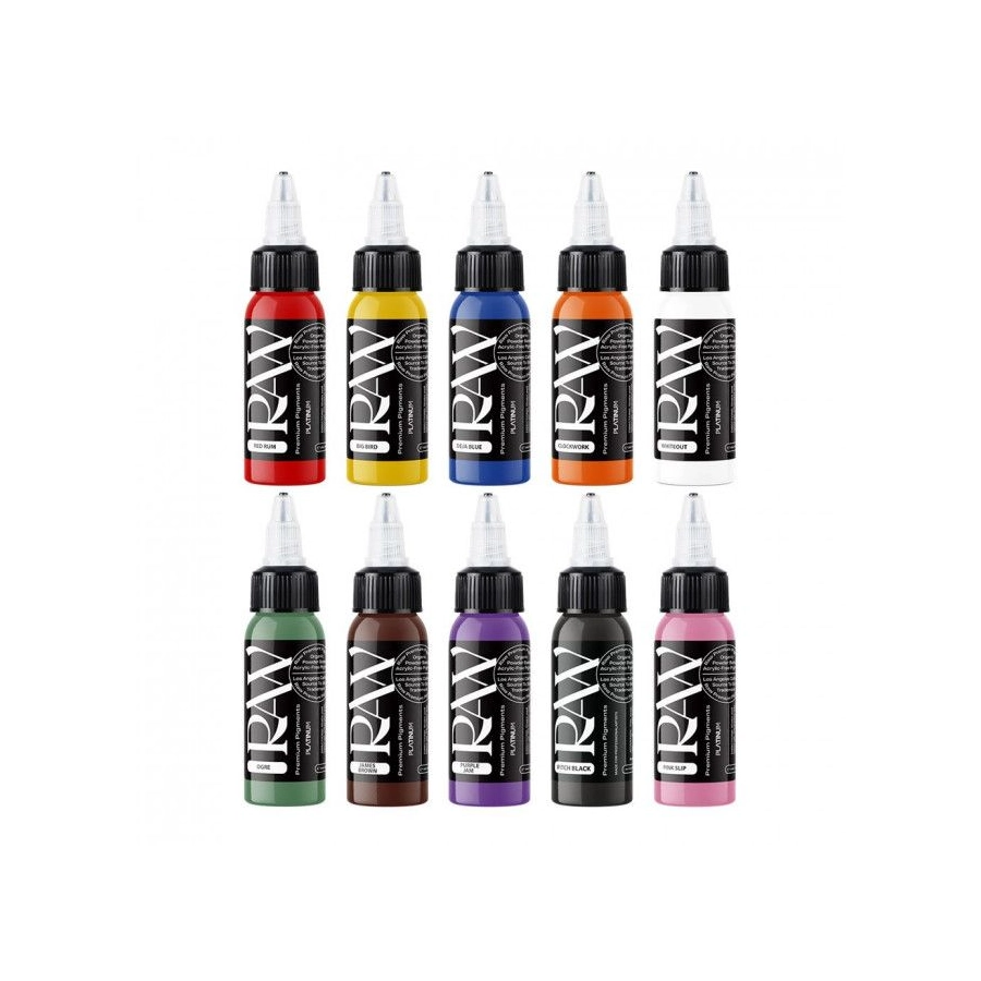 Encre Tattoo - Raw Pigments Set Basic Colour - Mélange pour le tatouage encre reach 10 x 30 ml