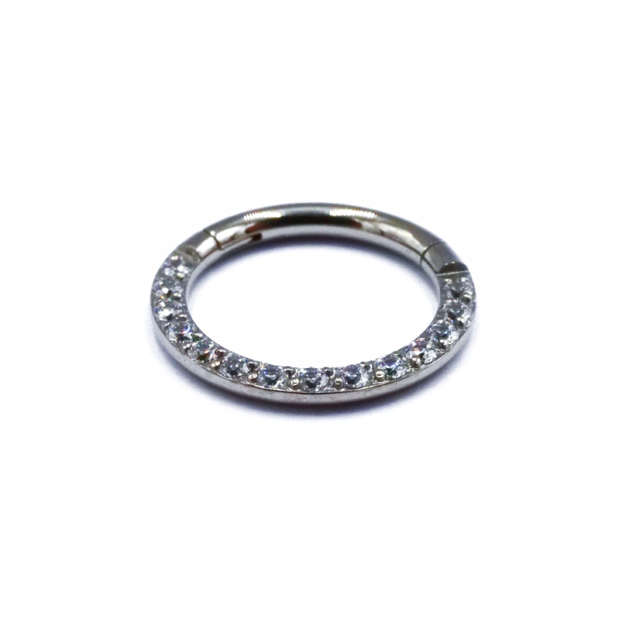 Anneau Piercing - Anneau Titane Stérile 72 - Anneau en titane motif strass latéral 