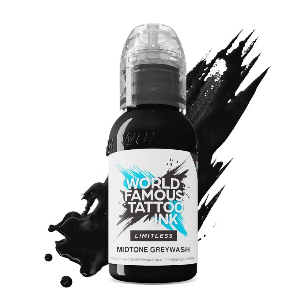 Encre Tattoo Greywash - World Famous Ink Limitless Midtone Greywash - Mélange pour le tatouage reach du set lining and shading*