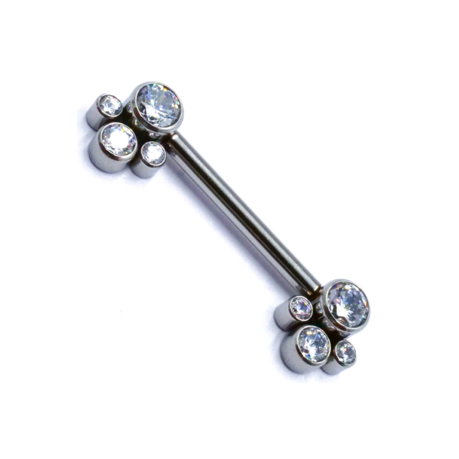 Piercing Barbell - Barbell Stérile Interne  - Barbell en titane avec pas de vis interne motif 4 Strass*