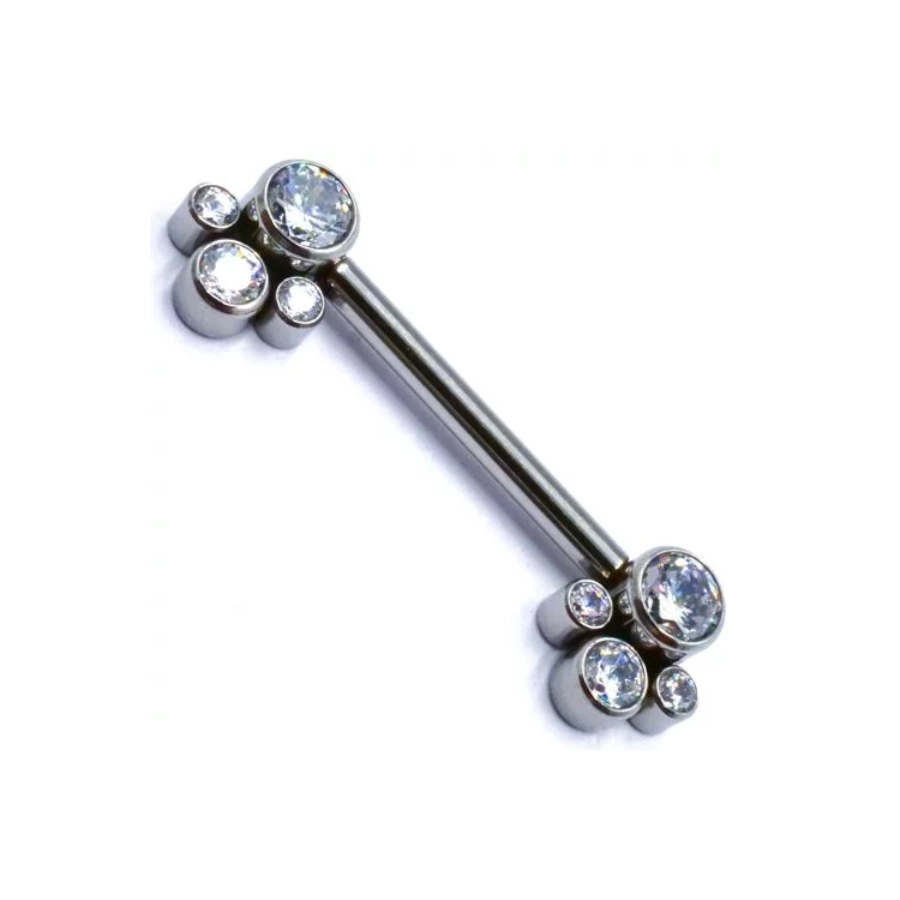 Piercing Barbell - Titane F136 Interne Stérile Gamme Itc - Barbell avec pas de vis interne 4 strass 1,6 x 14 mm*