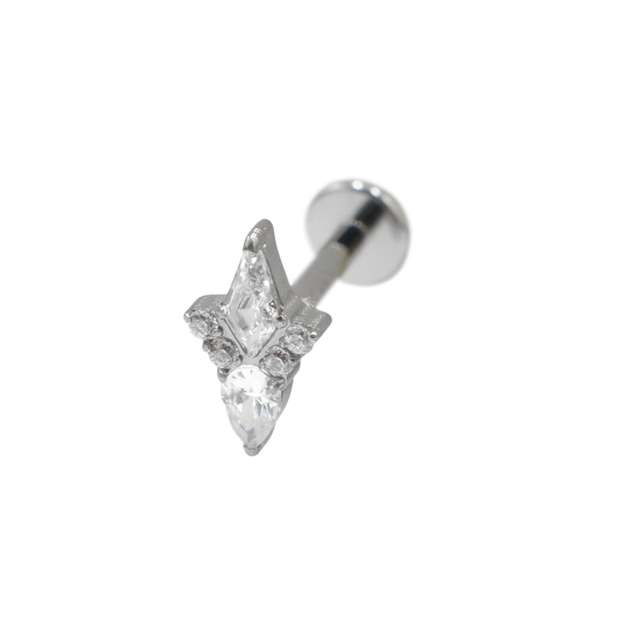Labret Stérile Titane Interne 40 - Piercing avec pas de vis interne motif losange - 3 coloris