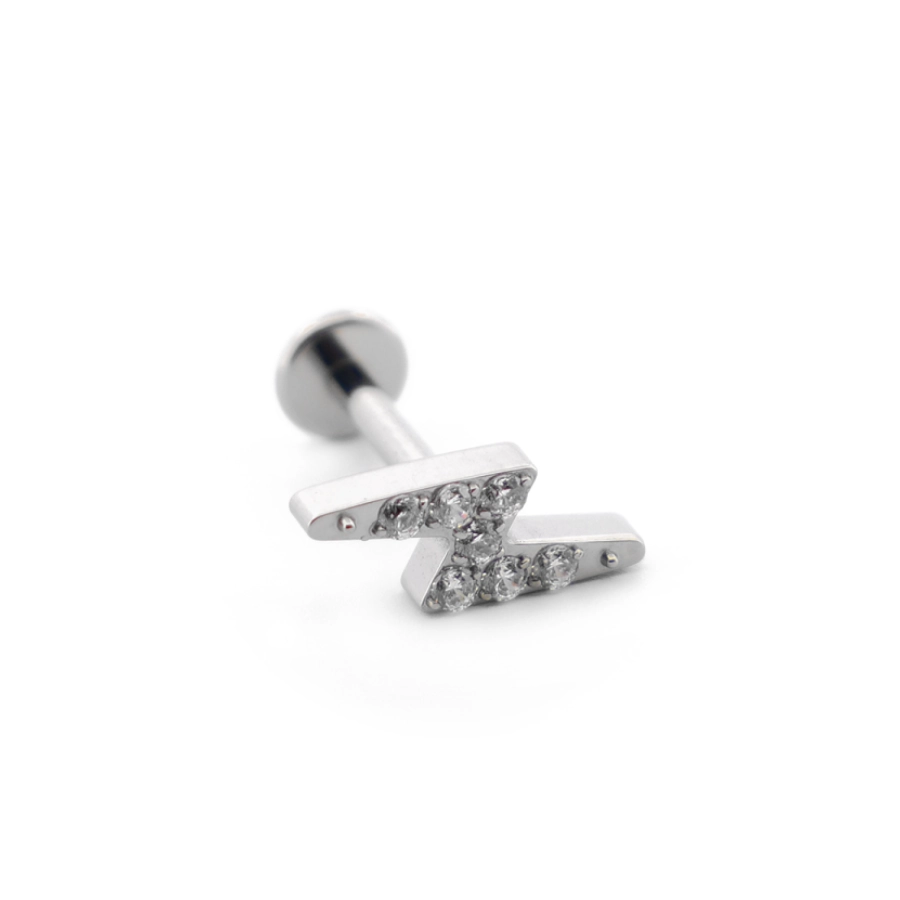 Piercing Labret - Titane F136 Stérile - Labret 29 interne en titane motif éclair à strass