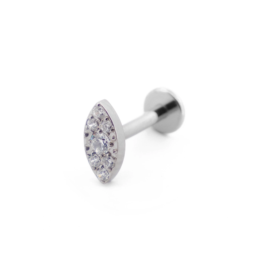Piercing Labret - Titane F136 Stérile - Labret 28 interne en titane motif ovale à strass