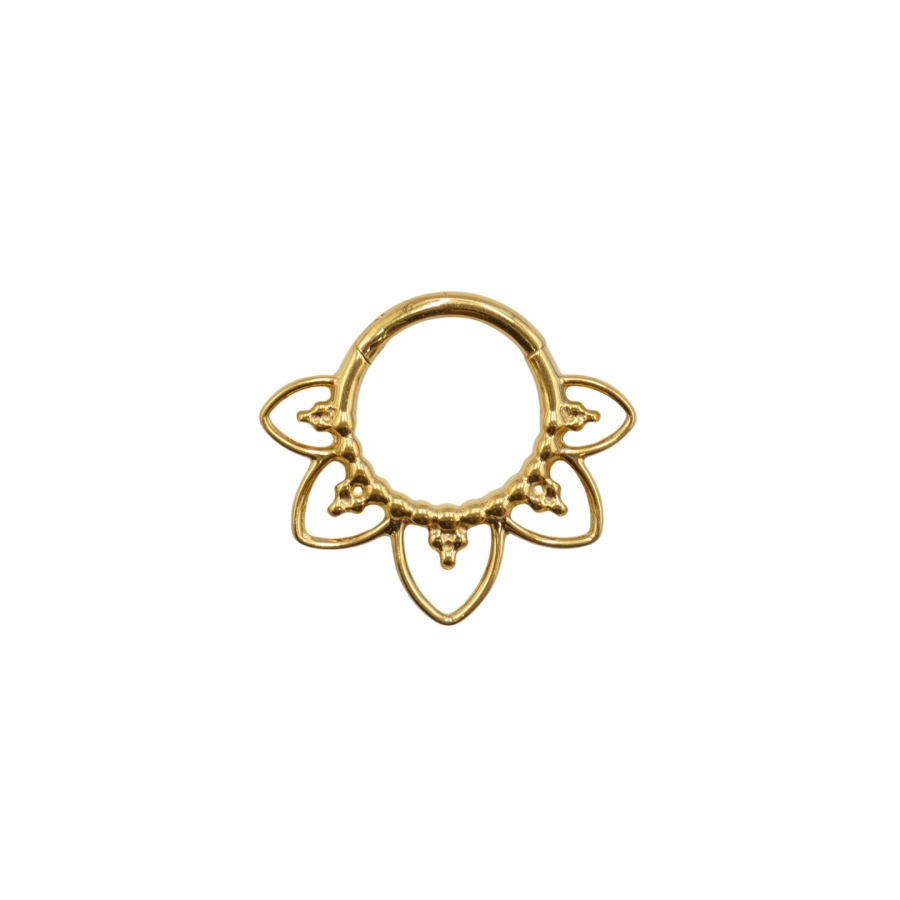 Piercing Anneau - Titane F136 Gold Stérile - Anneau 7 en titane pvd gold motif ornemental multi boules