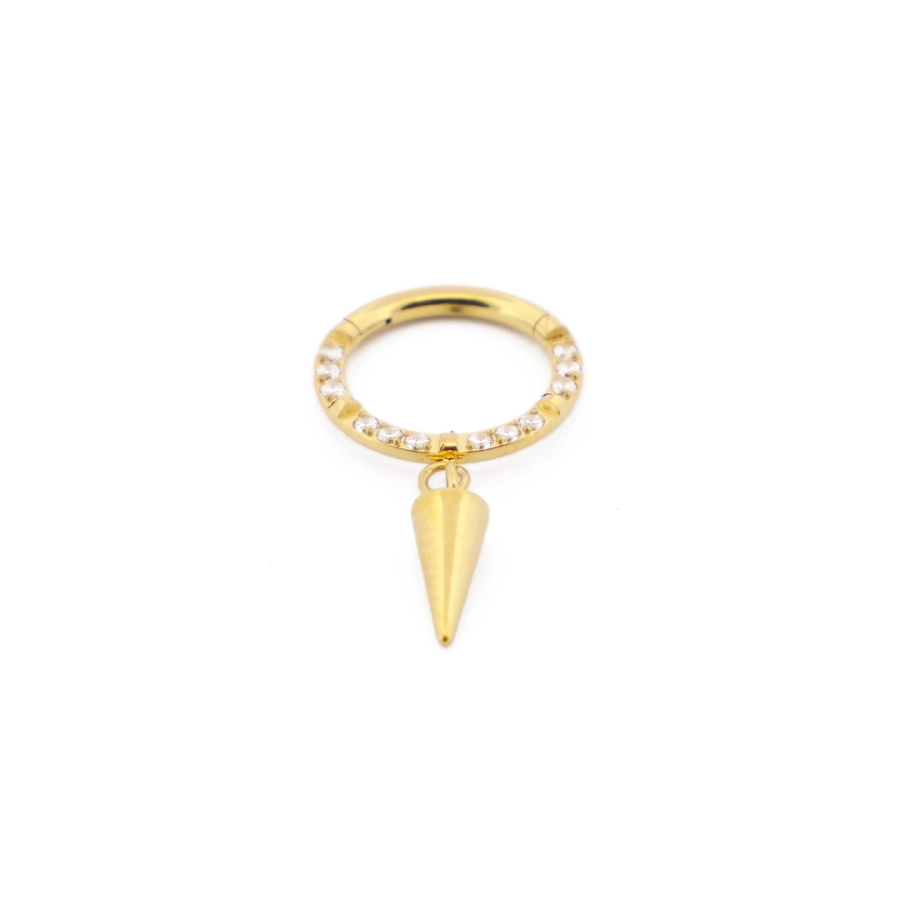 Piercing Anneau - Titane F136 Gold Stérile - Anneau 5 en titane avec pendentif pointe ou strass