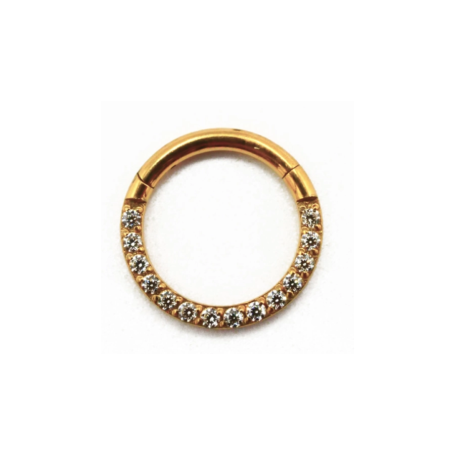 Piercing Anneau - Titane F136 Gold Stérile - Anneau 72 en titane pvd gold motif strass latéral