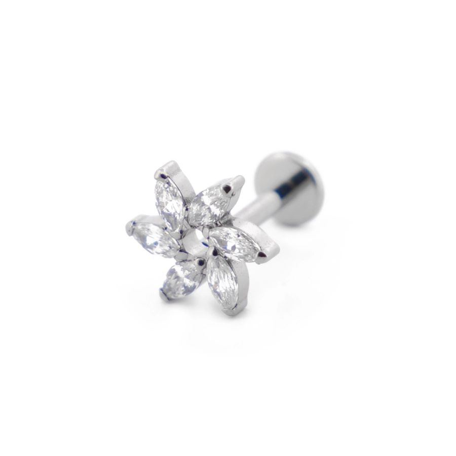 Piercing Labret - Titane F136 Stérile - Labret 12 interne en titane motif moulin 6 strass