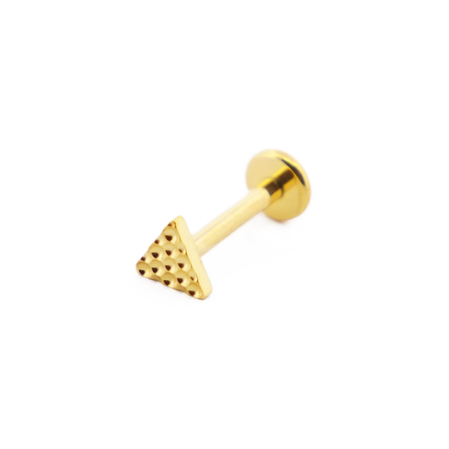Piercing Labret - Titane F136 Gold Stérile - Labret 25 interne en titane pvd gold motif triangle martelé