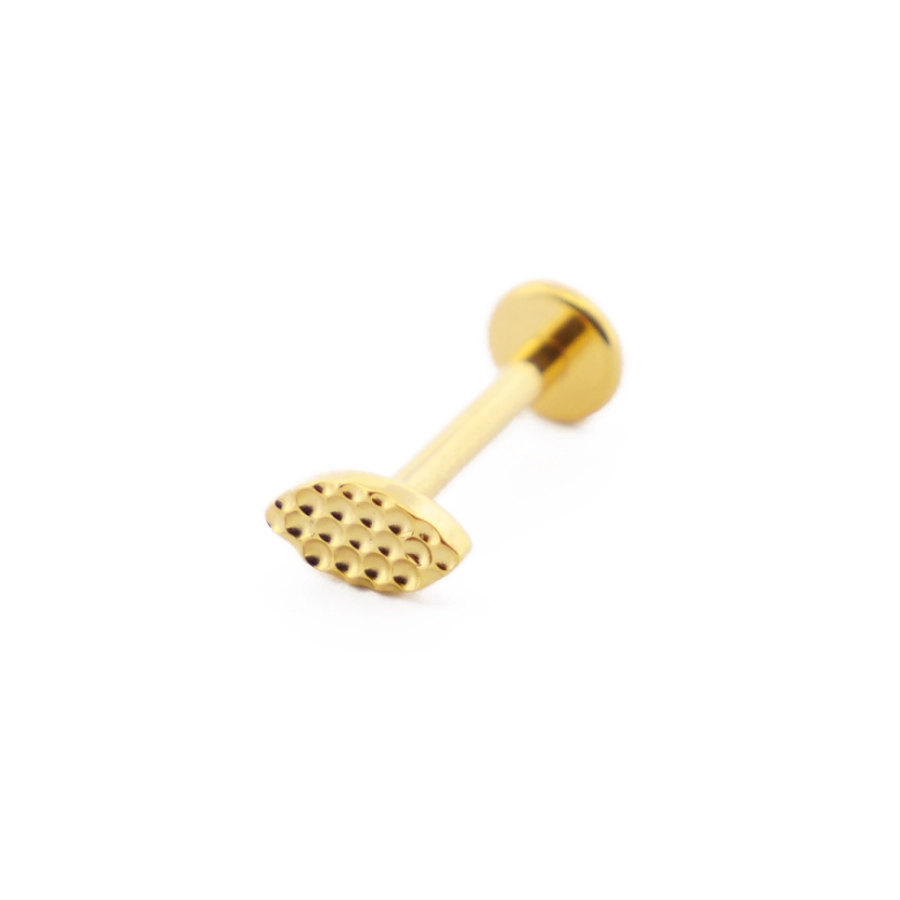  Piercing Labret - Titane F136 Gold Stérile - Labret 14 interne en titane pvd gold motif ovale martelé