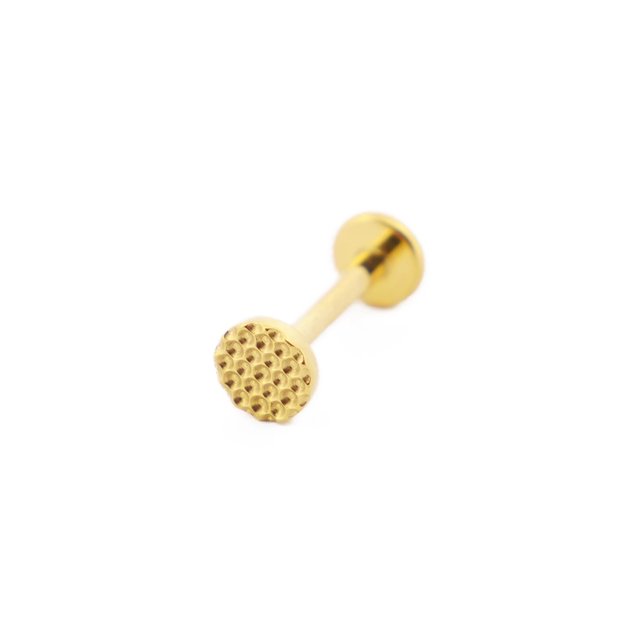Piercing Labret - Titane F136 Gold Stérile - Labret 13 interne en titane pvd gold motif rond martelé