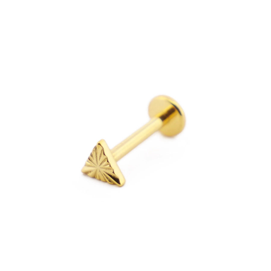 Piercing Labret - Titane F136 Gold Stérile - Labret 08 interne en titane pvd gold motif triangle strié