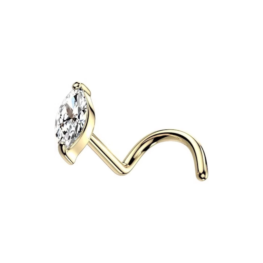 Piercing Nez - Titane F136 Stérile Gold - Stud de nez avec strass ovale*